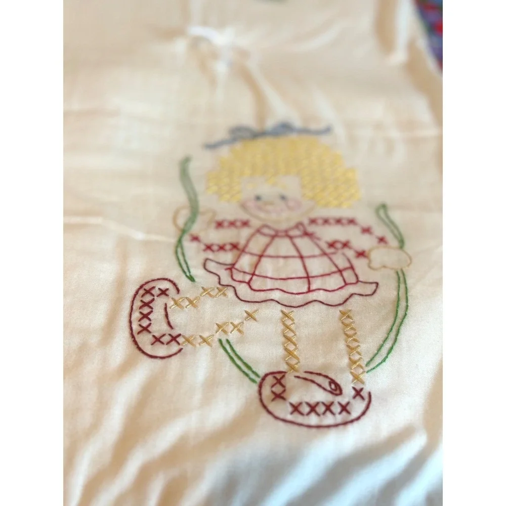 Hand Embroidered Quilt Decor Santa‎ Snowman Train Nutcracker Gift